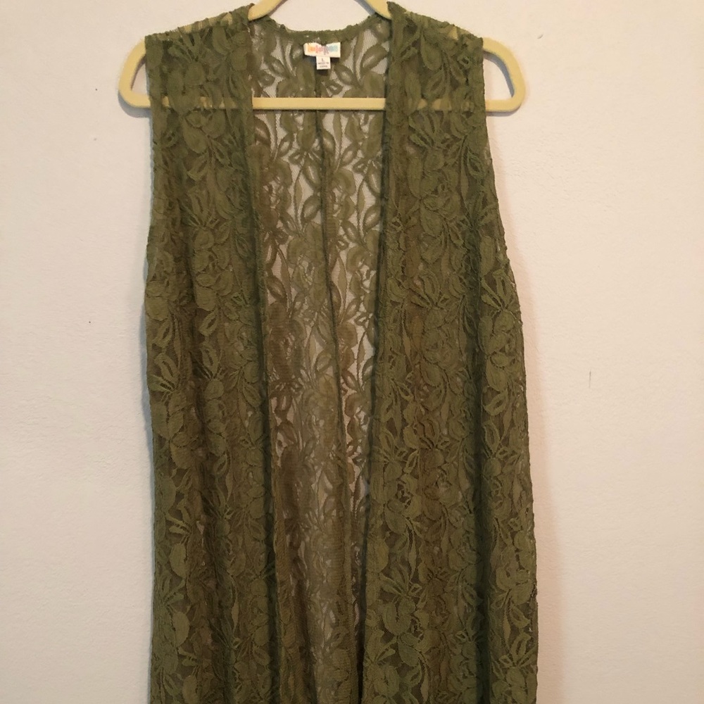 LuLa Roe midi lace duster, size L